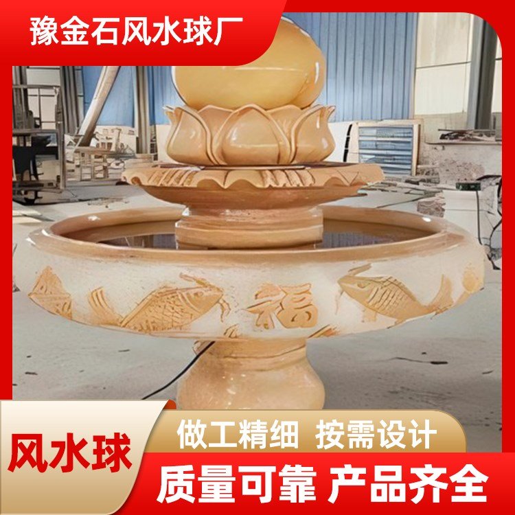大理石莲花喷泉石雕 晚霞红流水园林景观雕塑厂家 生产加工石头水钵