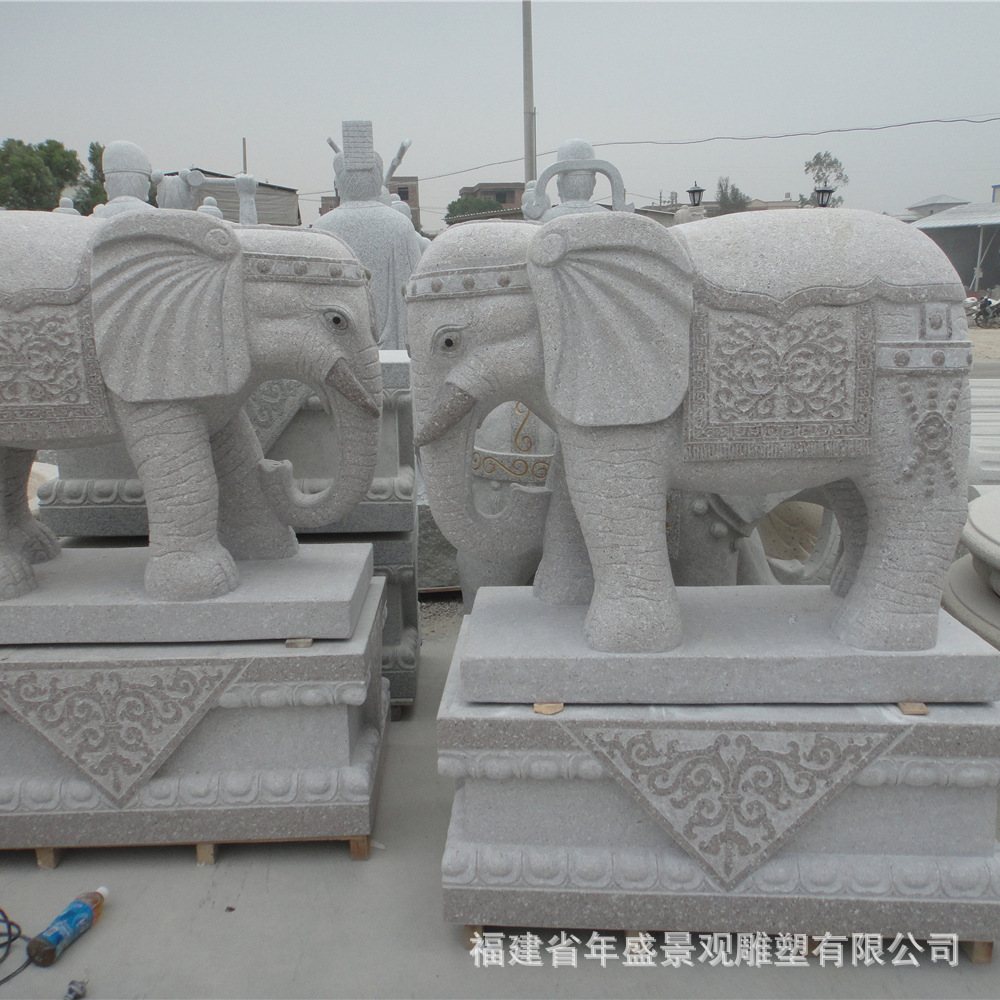 景区石雕大象石材动物雕塑加工订做 福建省景观雕塑公司